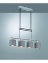 Sospensione Garda Nichel 4 Paralumi Tessuto Tortora-Oro L77 cm Trio Lighting
