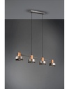 Sospensione Gaya 4xE14 Nichel Antico E Legno L90 cm Trio Lighting
