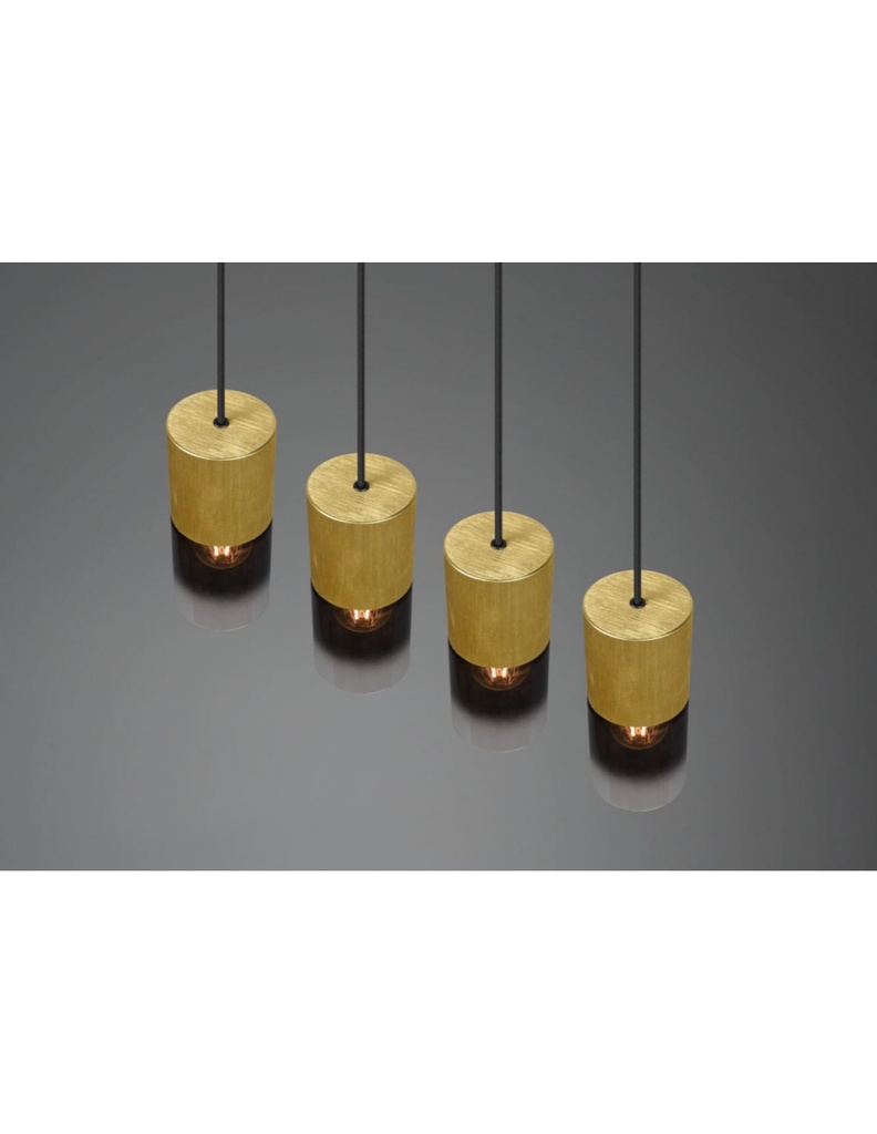 Sospensione Isola 4 Cilindri Ottone Con Vetro Fumé Robin Trio Lighting