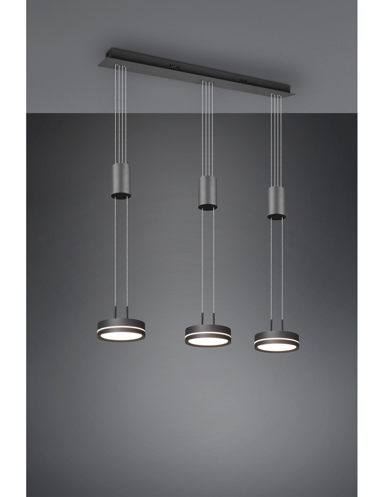 Sospensione Isola Cucina 3 Dischi Led Franklin Antracite Moderno Trio Lighting