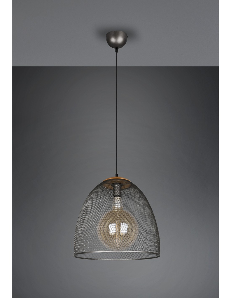 Sospensione Ivar Nichel Antico Diffusore A Parabola Con Rete Ø40 cm Trio Lighting