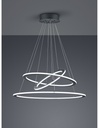 Sospensione Led Dimmerabile 3 Anelli Durban Antracite Ø80 cm Trio Lighting