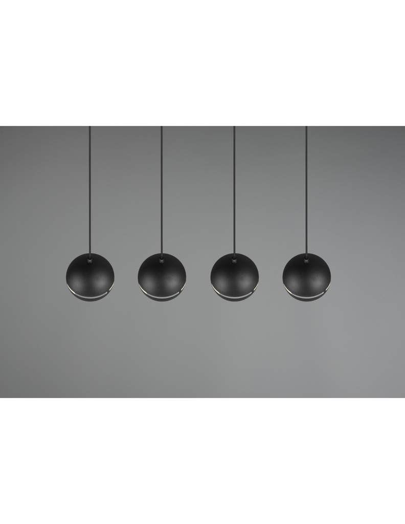 Sospensione Lineare Fletcher 4 Diffusori Sferici Nero Trio Lighting
