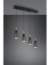Sospensione Lineare Isola Farin 4 Luci Nero E Ottone Trio Lighting