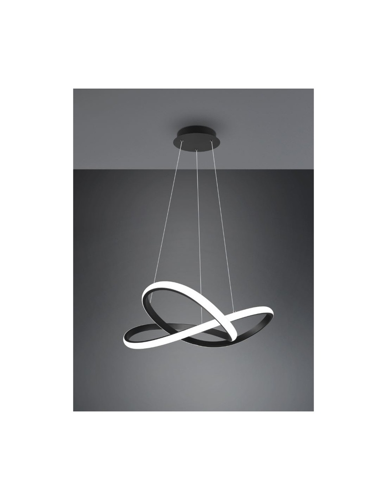 Sospensione Moderna Course Nera Led Dimmer 27W Ø60 cm Trio Lighting