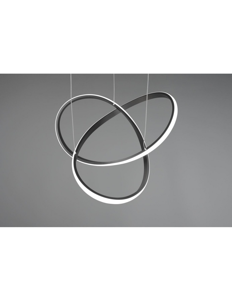 Sospensione Moderna Course Nera Led Dimmer 27W Ø60 cm Trio Lighting