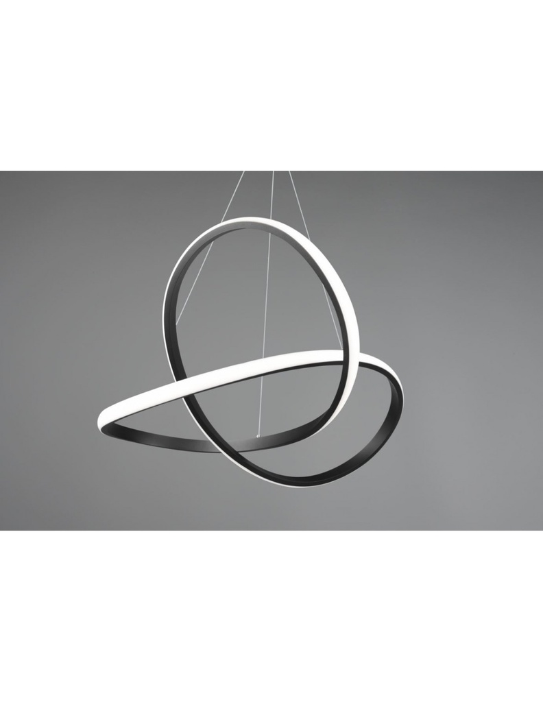 Sospensione Moderna Course Nera Led Dimmer 27W Ø60 cm Trio Lighting