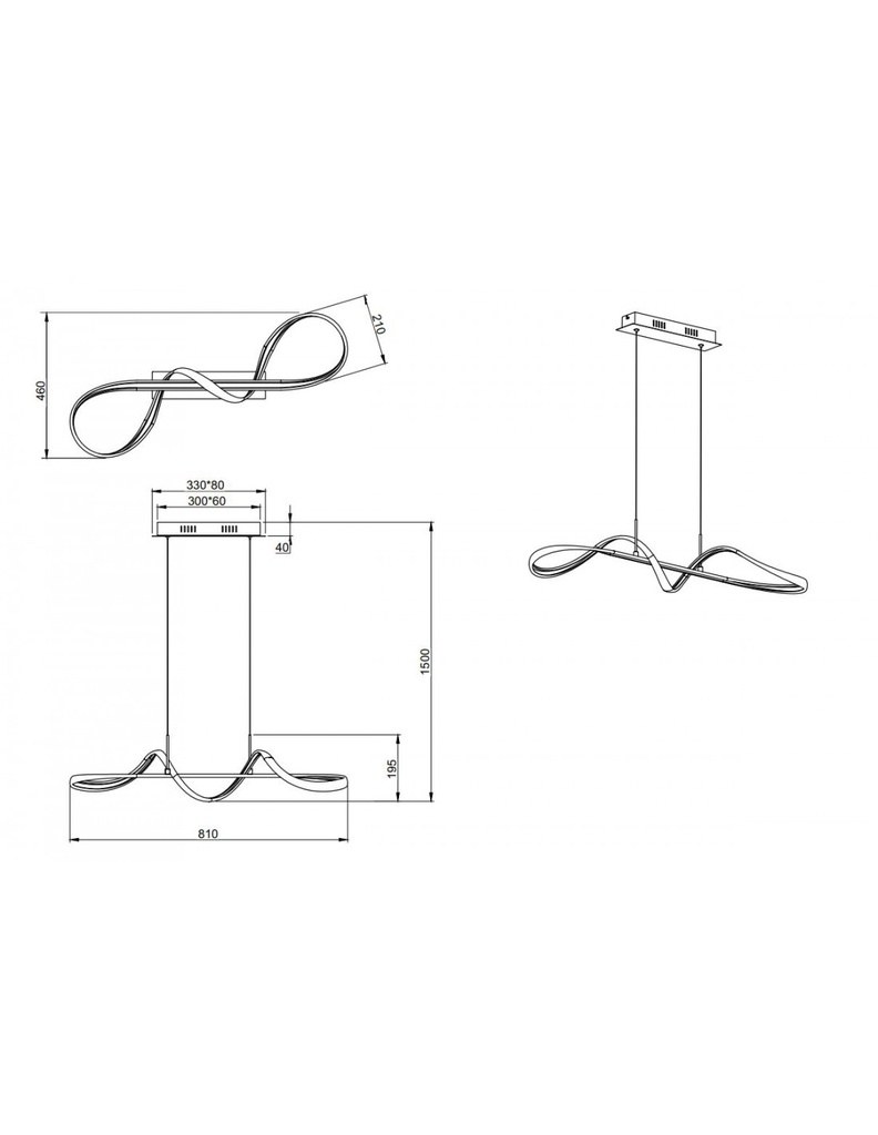 Sospensione Moderna Perugia Design Intreccio Cromo Led Dimmer 4000k Trio Lighting