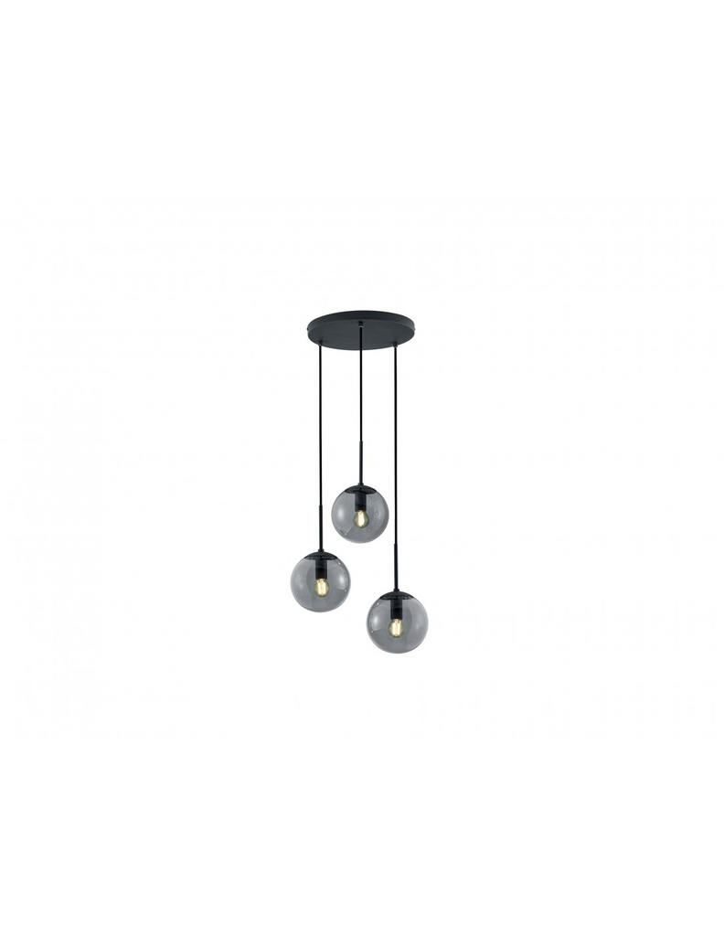 Sospensione Moderna Rotonda 3 Luci Sfere Vetro Fumé Balini Trio Lighting