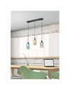 Sospensione Moderna Swirl 3xE27 Nero E Vetri Multicolor L60 cm Trio Lighting