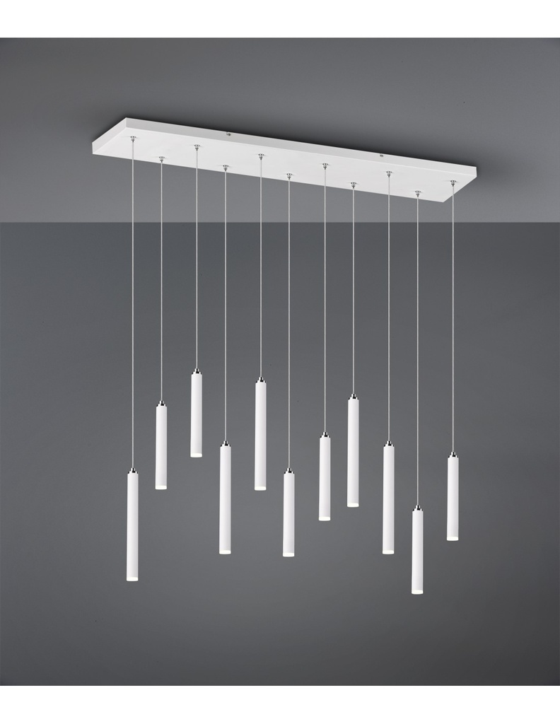 Sospensione Moderna Tubular 11 Tubi Led Bianco L115 cm Trio Lighting