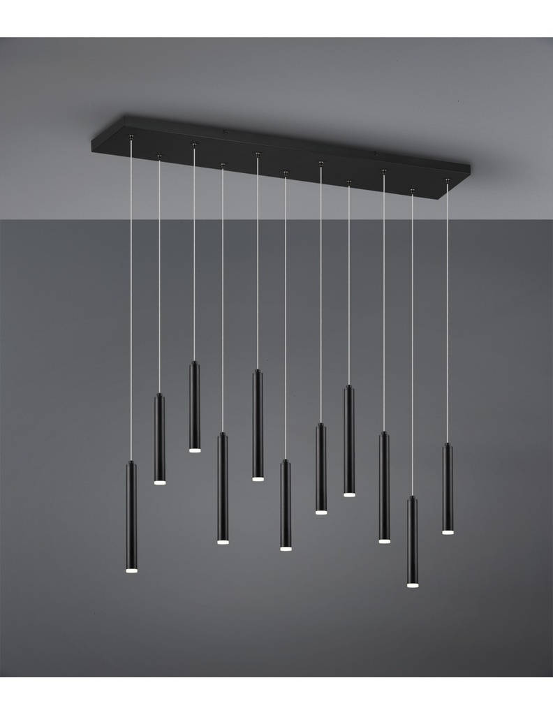 Sospensione Moderna Tubular 11 Tubi Led Nero L115 cm Trio Lighting