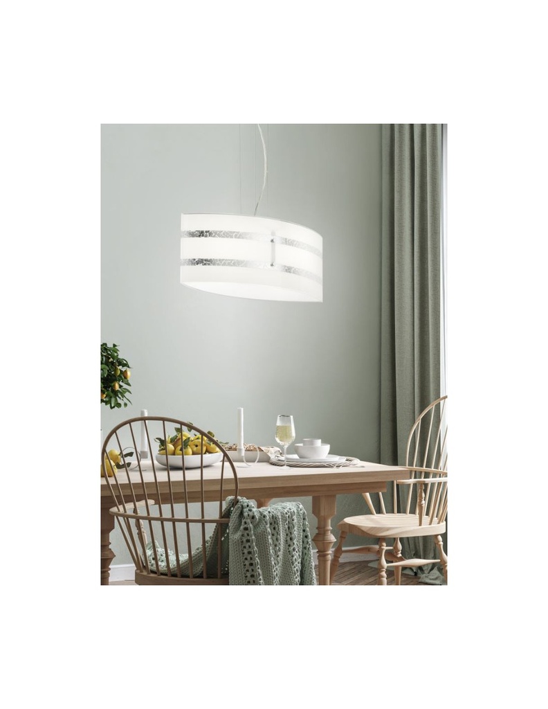 Sospensione Moderna Vetro Decori Foglia Argento Nikosia Trio Lighting
