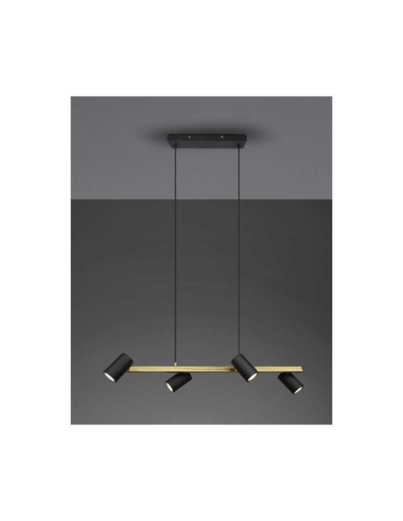 Sospensione Nera 4 Faretti Spot GU10 Orientabili Marley Trio Lighting