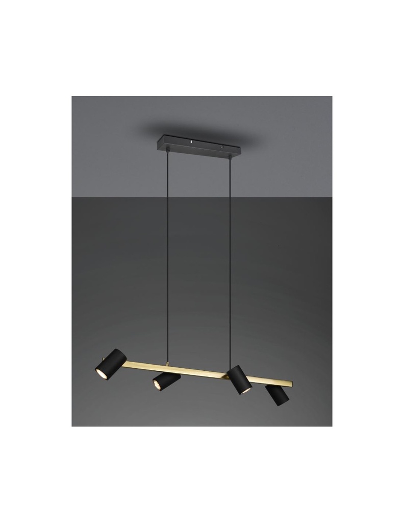 Sospensione Nera 4 Faretti Spot GU10 Orientabili Marley Trio Lighting