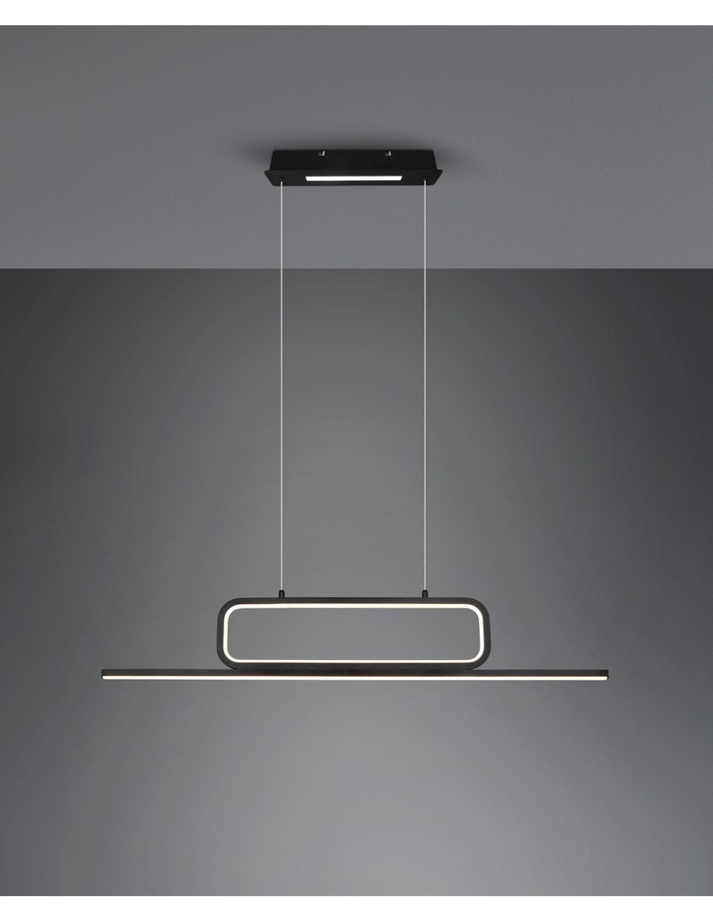 Sospensione Nera Moderna Ufficio Aick Led Dimmerabile Trio Lighting