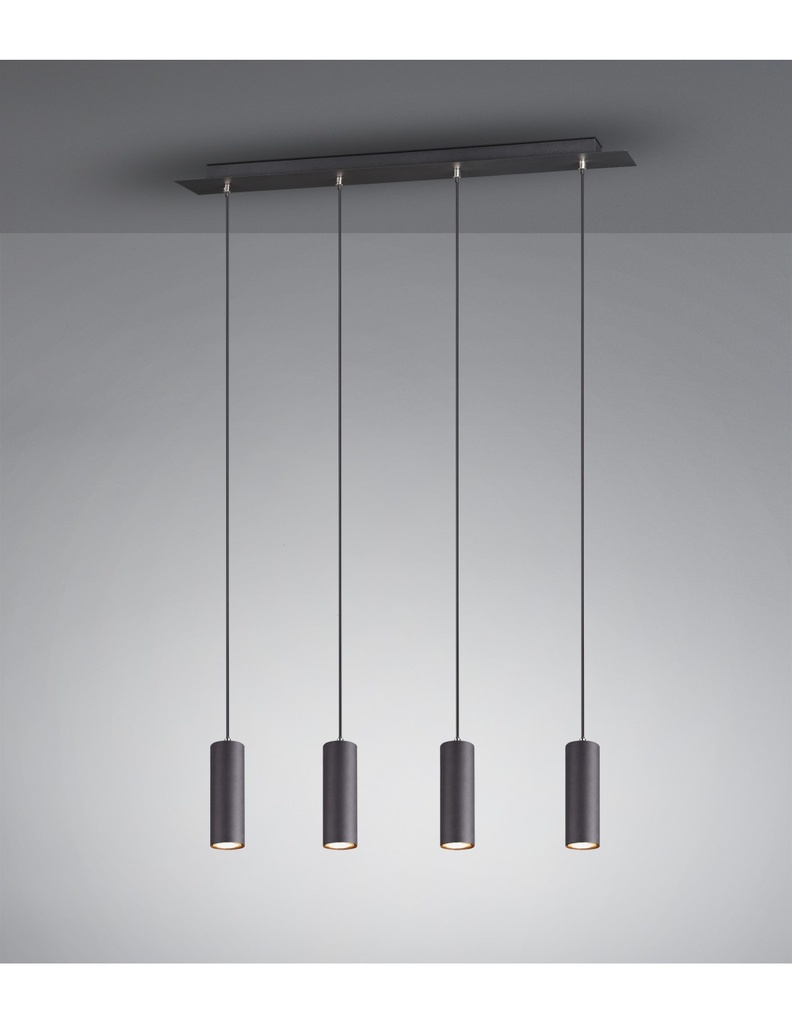 Sospensione Penisola 4 Luci Cilindri Marley Nero Trio Lighting