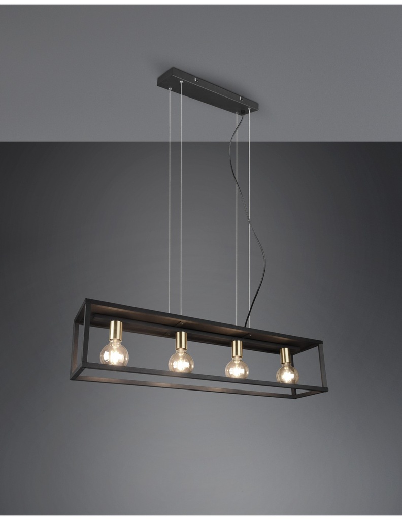 Sospensione Per Salotto 4 Luci Cornice Metallo Nero Vito Trio Lighting