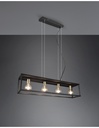 Sospensione Per Salotto 4 Luci Cornice Metallo Nero Vito Trio Lighting