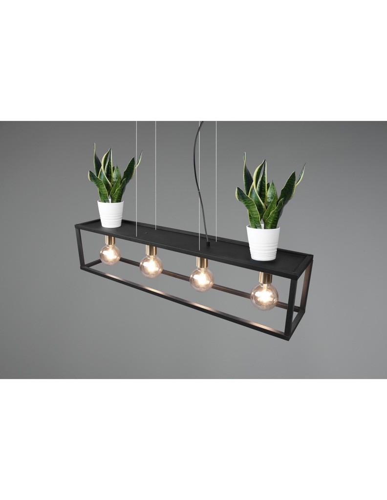 Sospensione Per Salotto 4 Luci Cornice Metallo Nero Vito Trio Lighting