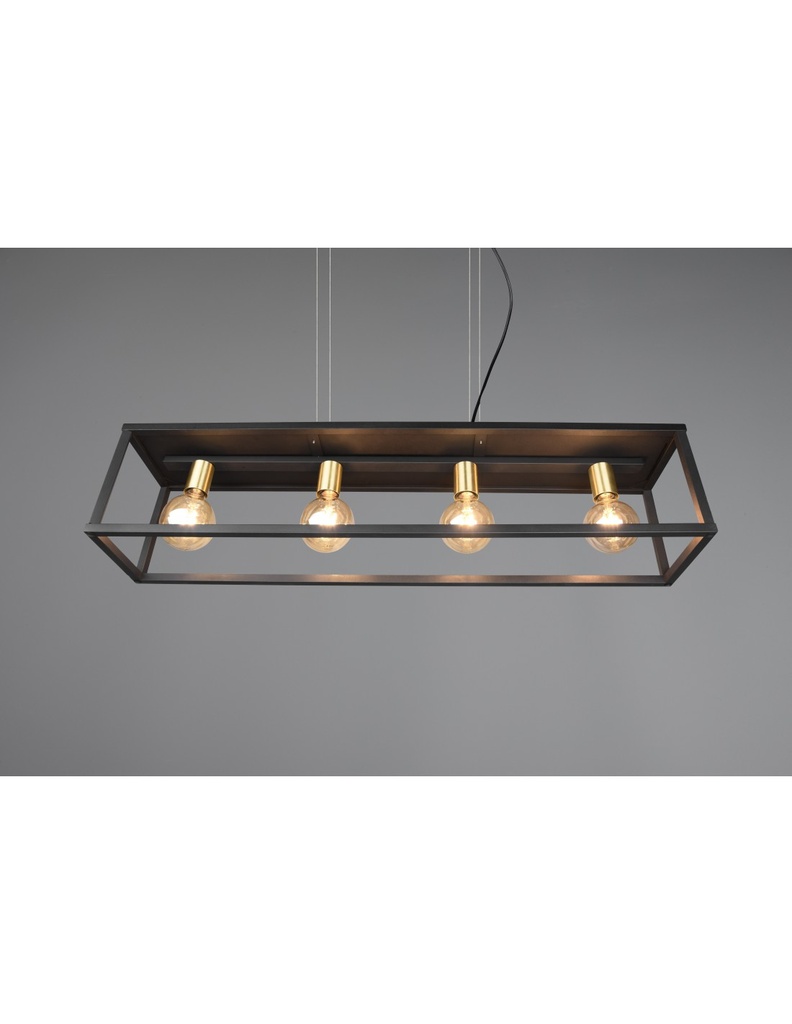 Sospensione Per Salotto 4 Luci Cornice Metallo Nero Vito Trio Lighting