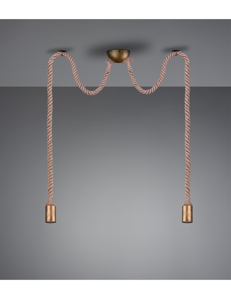 Sospensione Rope 2 Corde Ottone Con Decentramento Trio Lighting