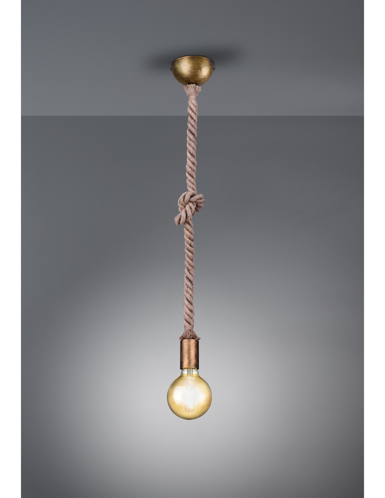 Sospensione Rope Corda Ottone Invecchiato H150 cm Ø12 cm Trio Lighting