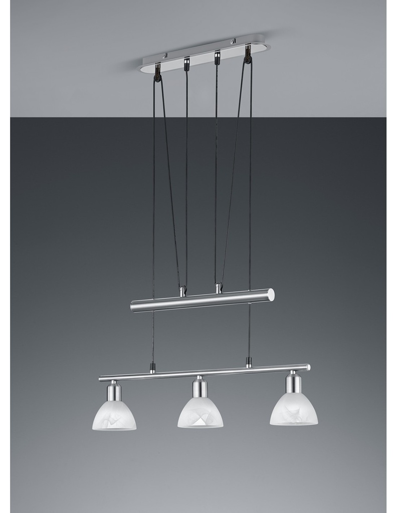 Sospensione Sali e Scendi 3 Luci Bilanciere Levisto Nichel Trio Lighting