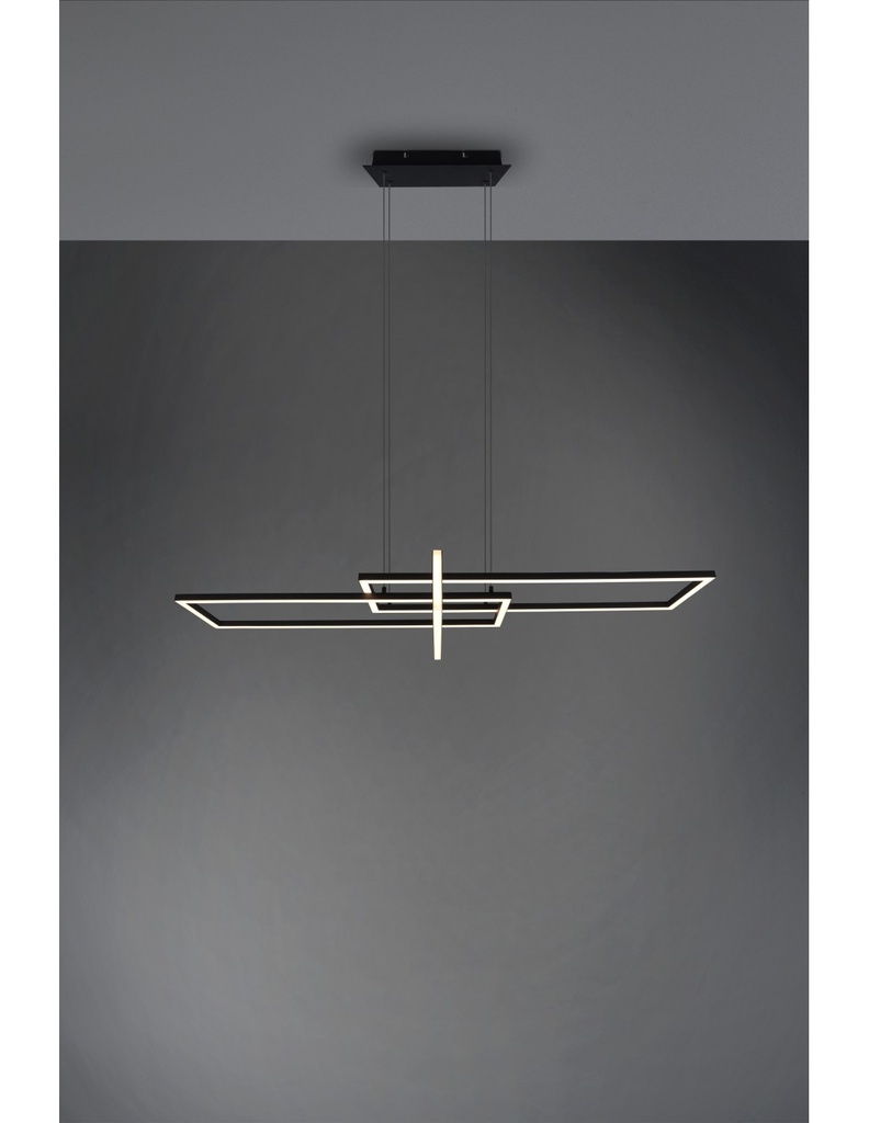 Sospensione Salinas 3 Rettangoli Led 34w Nero L110 cm Dimmerabile Trio Lighting