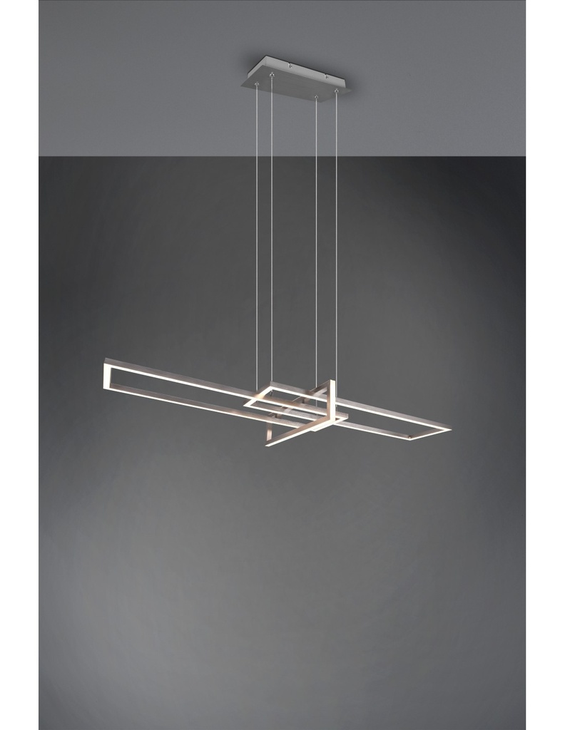 Sospensione Salinas 3 Rettangoli Led 34w Nichel L110 cm Dimmerabile Trio Lighting