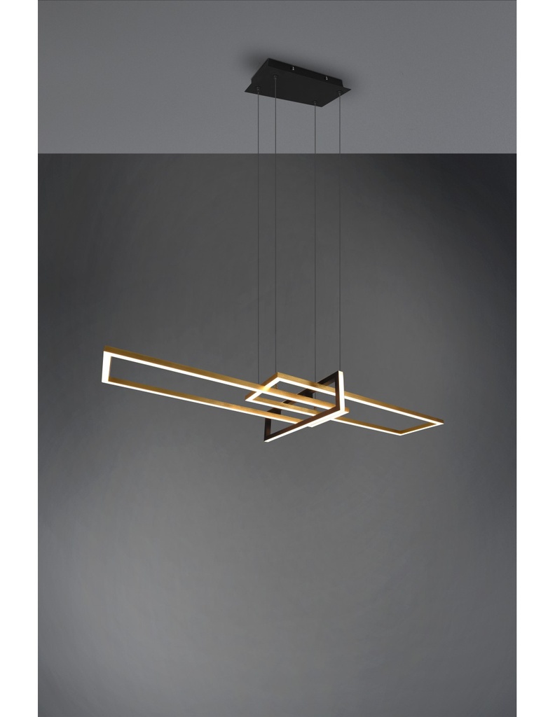 Sospensione Salinas 3 Rettangoli Led 34w Oro-Nero L110 cm Dimmerabile Trio Lighting