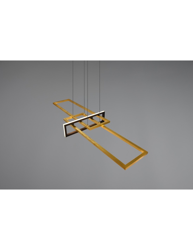 Sospensione Salinas 3 Rettangoli Led 34w Oro-Nero L110 cm Dimmerabile Trio Lighting