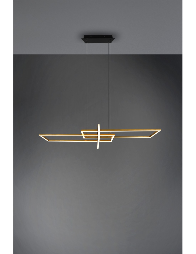 Sospensione Salinas 3 Rettangoli Led 34w Oro-Nero L110 cm Dimmerabile Trio Lighting
