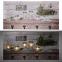 Appendino legno 8 posti con led lanterna cm60x30x1,8