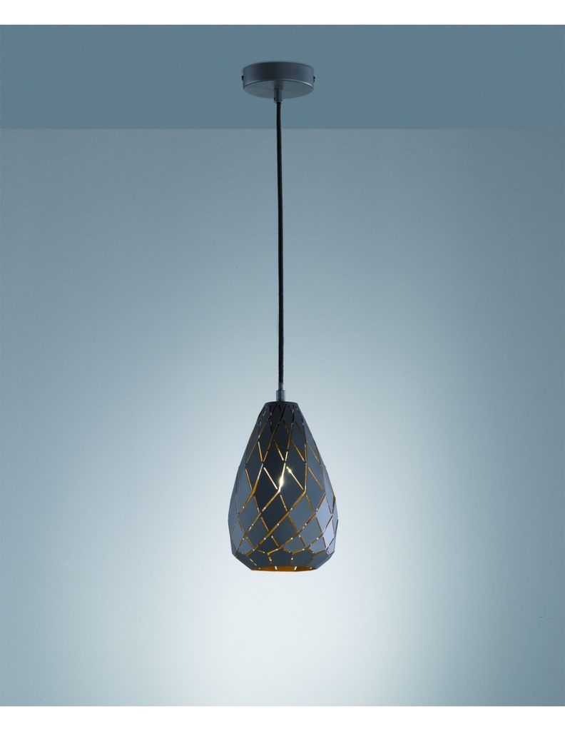 Sospensione Singola Onyx Antracite con Tagli Laser Trio Lighting