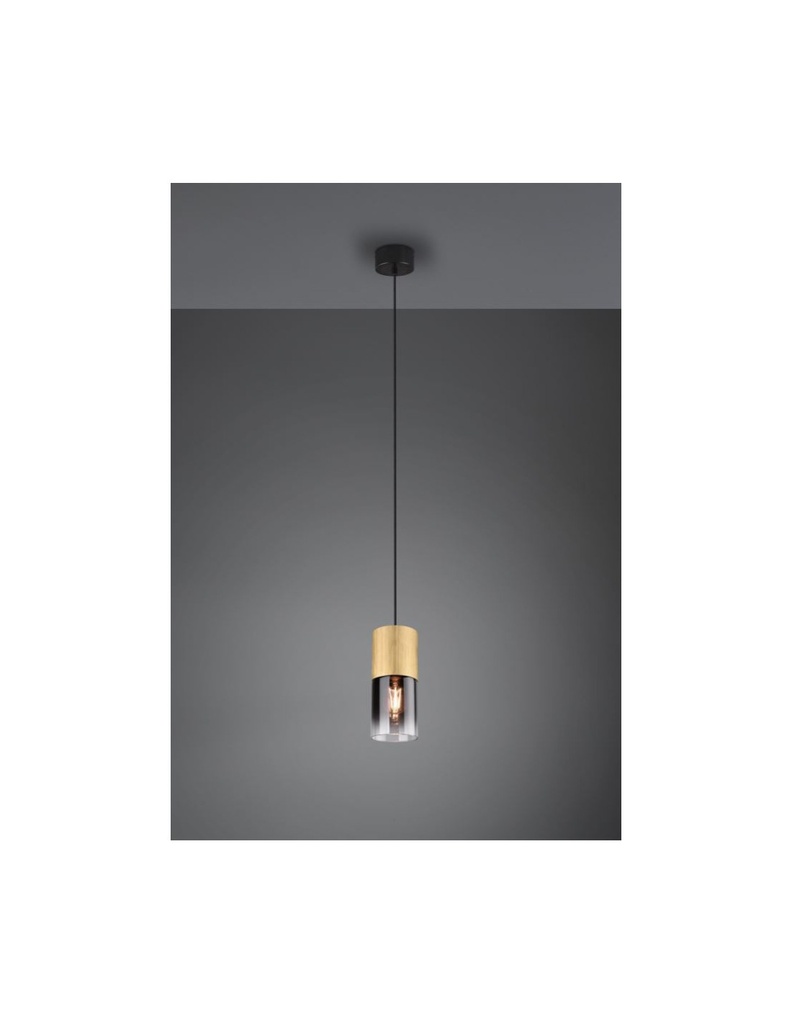 Sospensione Singola Robin Ottone Vetro Fumé Trio Lighting