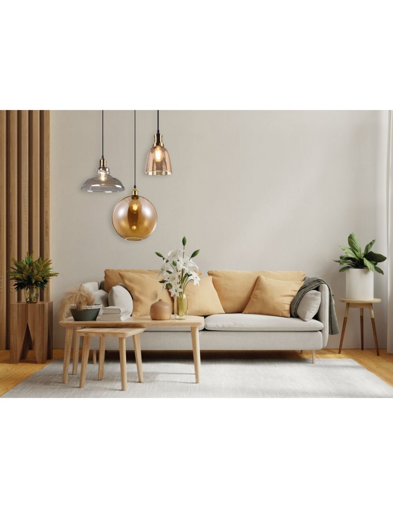 Sospensione Singola Sfera Vetro Ambra Dino Ø30 cm Trio Lighting