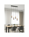 Sospensione Tosh Nero 4xE27 Legno E Gabbia Metallica L65 cm Trio Lighting