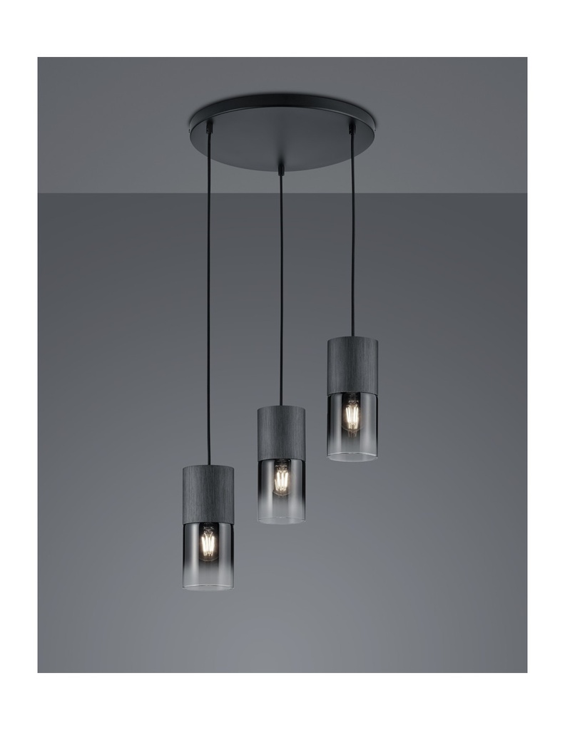 Sospensione Vintage 3 x E27 Robin Metallo Nero Trio Lighting