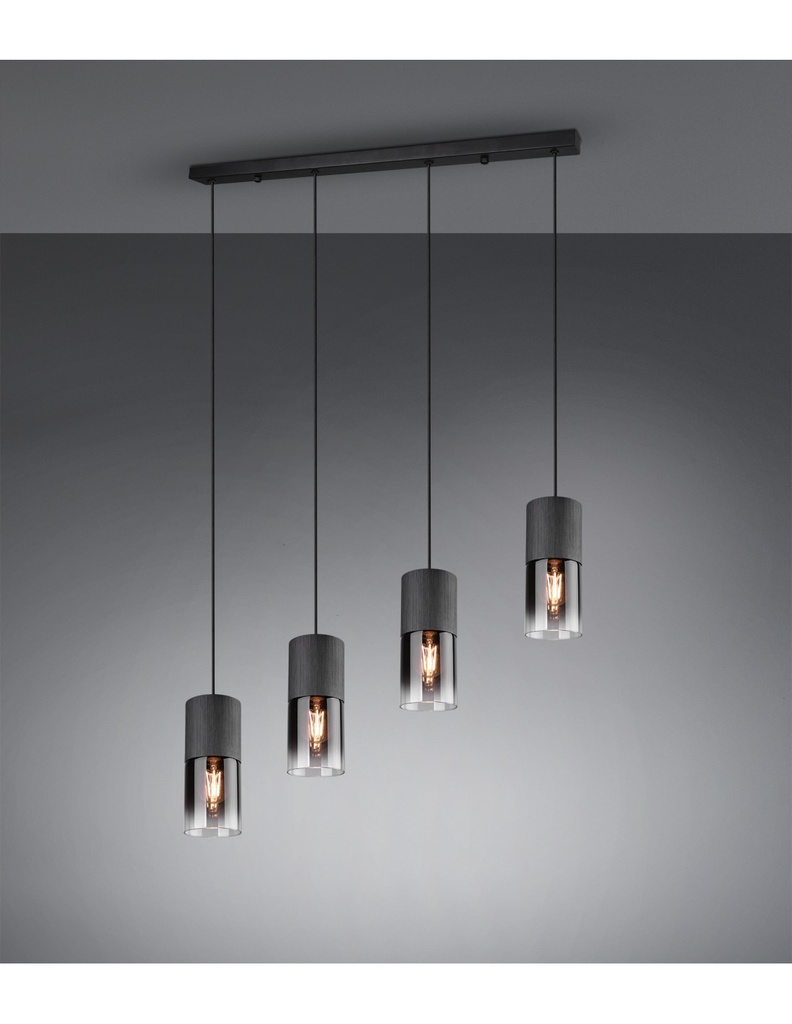 Sospensione Vintage 4 x E27 Robin Metallo Nero Trio Lighting