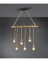 Sospensione Vintage Wilma Barra Bambù E Corda L100 cm Trio Lighting
