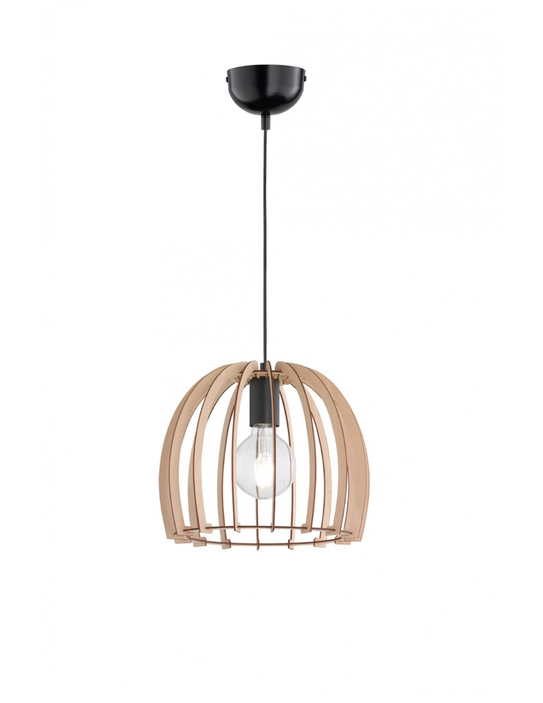 Sospensione Wood 1xE27 Cupola Listelli Legno Naturale Ø30 cm Trio Lighting