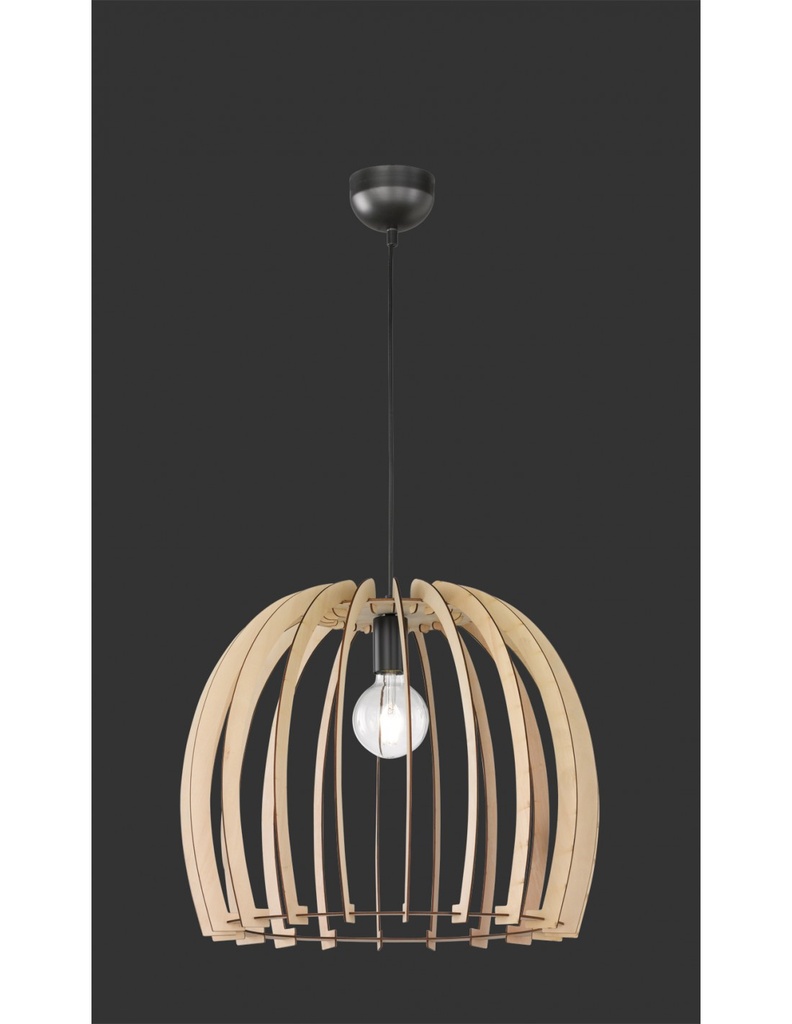 Sospensione Wood 1xE27 Cupola Listelli Legno Naturale Ø60 cm Trio Lighting
