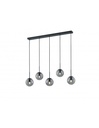Sospensione in Linea 5 Sfere Vetro Fumé Balini Antracite Trio Lighting