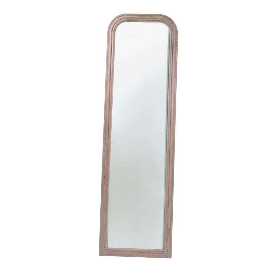 Specchio da terra legno crema anticato opaco ovale cm50xh170x2