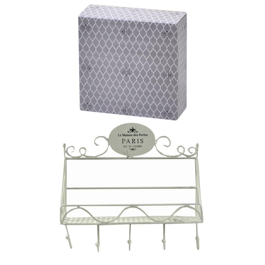 Appendino metallo paris 5 posti con mensola cm 38,5x13h37