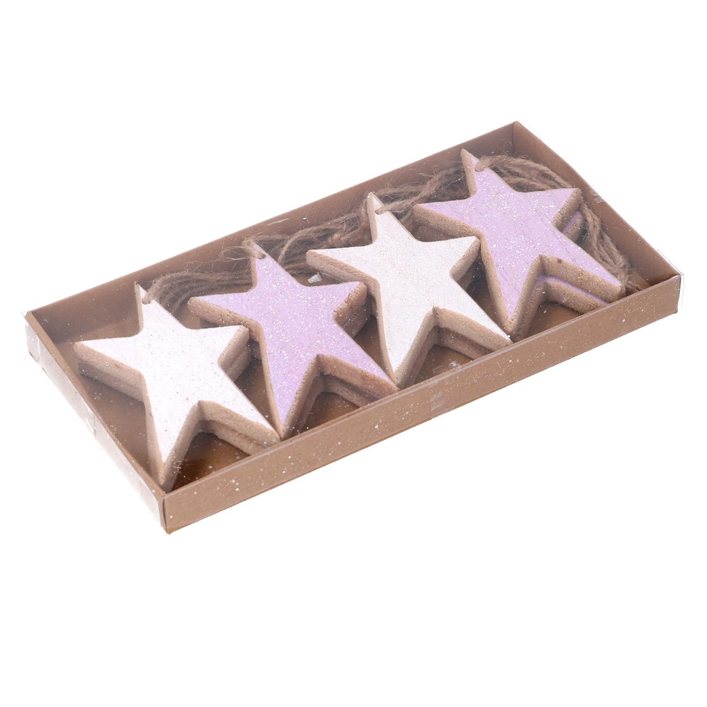 Stella legno rosa confezione da 8 cm21,5x10,5x2,2