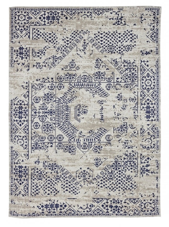 Tappeto moderno in cotone Bombay blu 140x200 cm