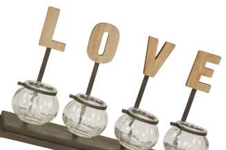 Targa love con vasetti vetro ea-6441 cm. 47 x 16,5 h 29,5