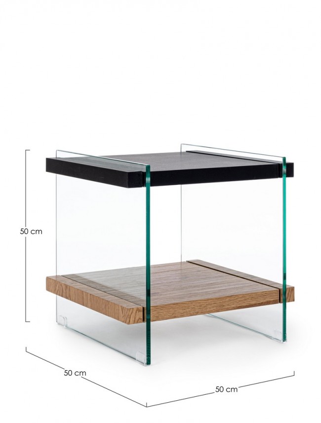 Tavolino 2P Line Wood Nero 50X50